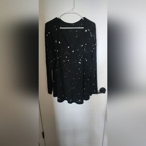 Torrid Black and White Splatter Long Sleeve Top